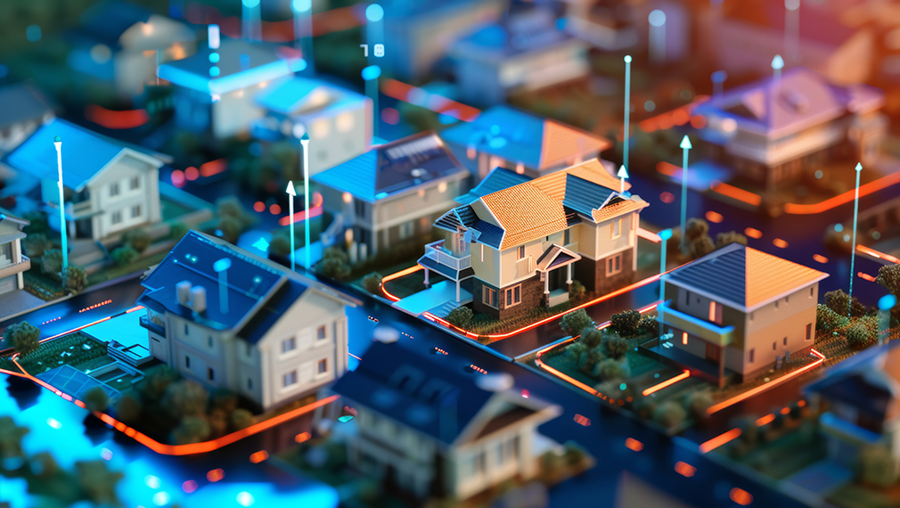 Digital modular of houses in a neighborhood.